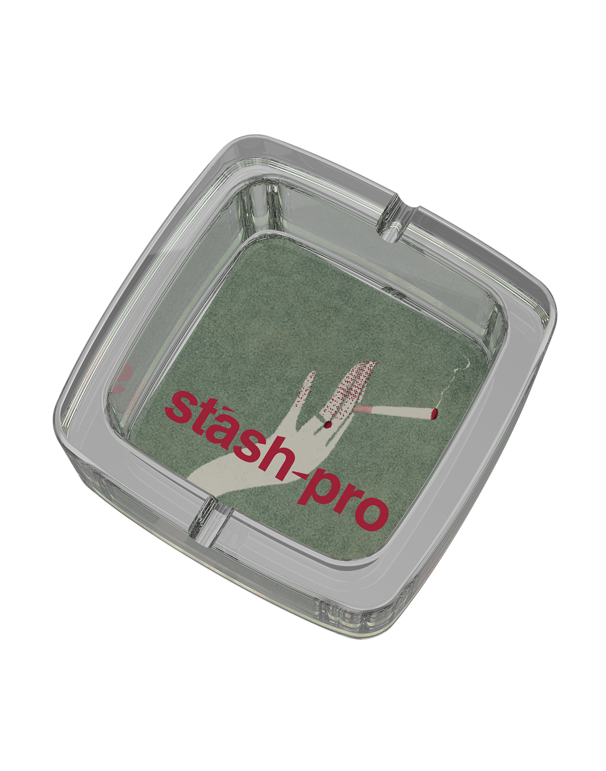 stash-pro Square Glass Ashtray - Lady Hand