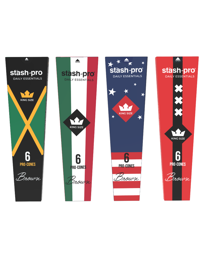 stash-pro Brown Pre-Rolled Cones – Pack of 6 (King Size) | Stash Pro Ready-to-Fill Cones
