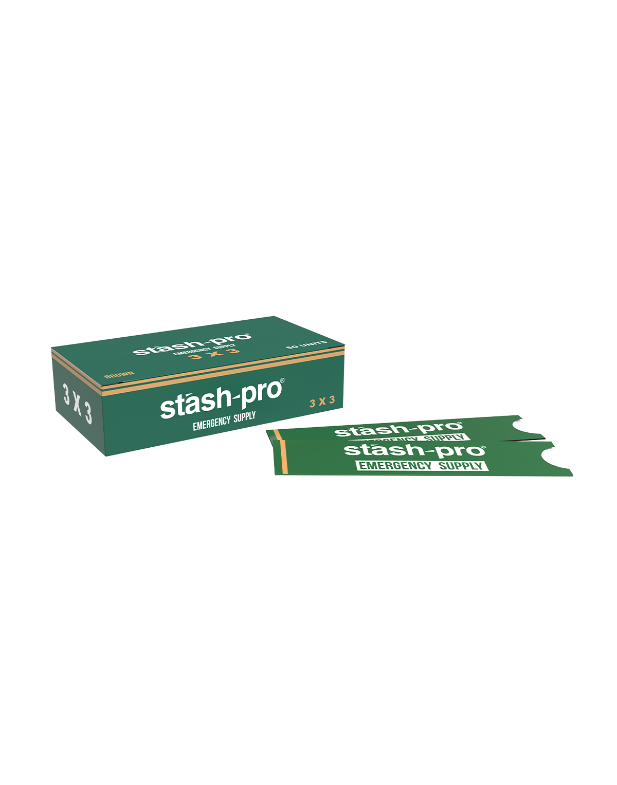 stash-pro Emergency Supply - Brown 3x3 (Full Box)