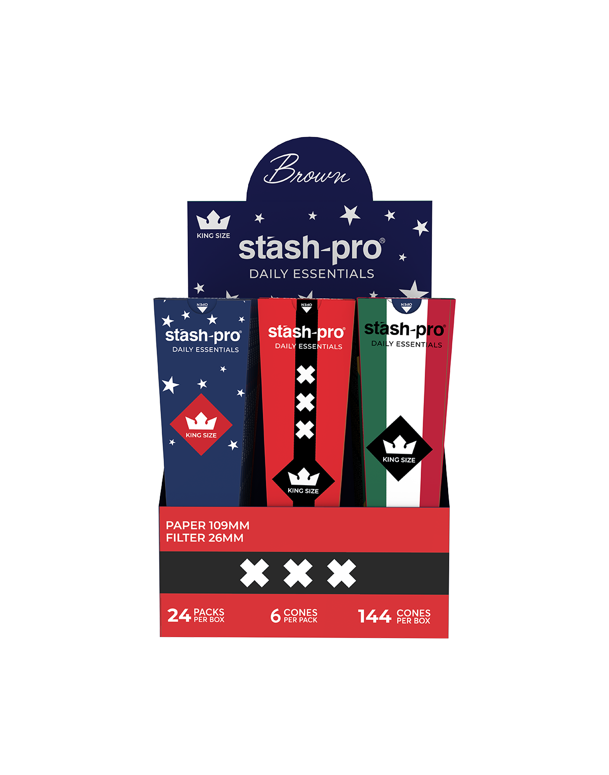 stash-pro Brown Pre-Rolled Cones – Pack of 6 (King Size) | Stash Pro Ready-to-Fill Cones