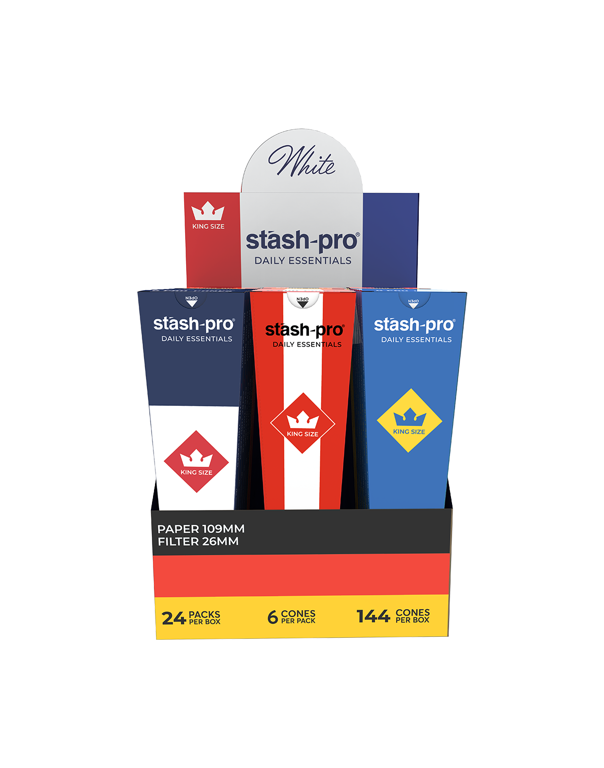 stash-pro White Pre-Rolled Cones – Pack of 6 (King Size) | Ready to Fill & Blaze