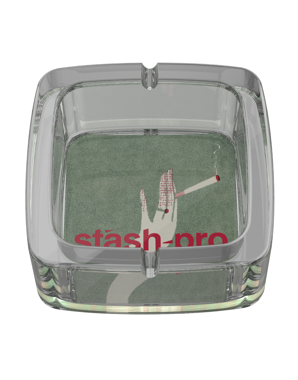 stash-pro Square Glass Ashtray - Lady Hand