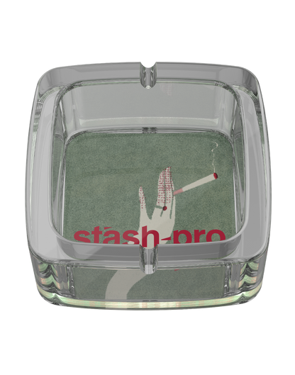 stash-pro Square Glass Ashtray - Lady Hand