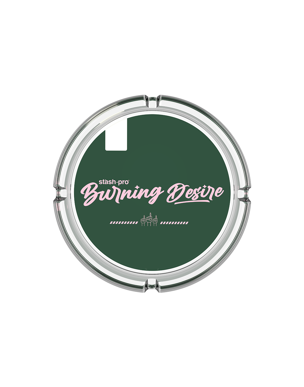 stash-pro glass ashtray Burning Desire Green design side view