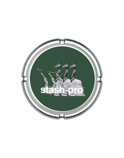 stash-pro glass ashtray Birds design side view
