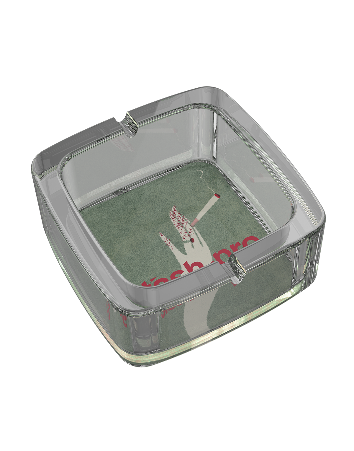 stash-pro Square Glass Ashtray - Lady Hand