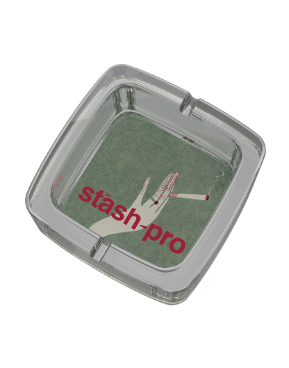 stash-pro Square Glass Ashtray - Lady Hand