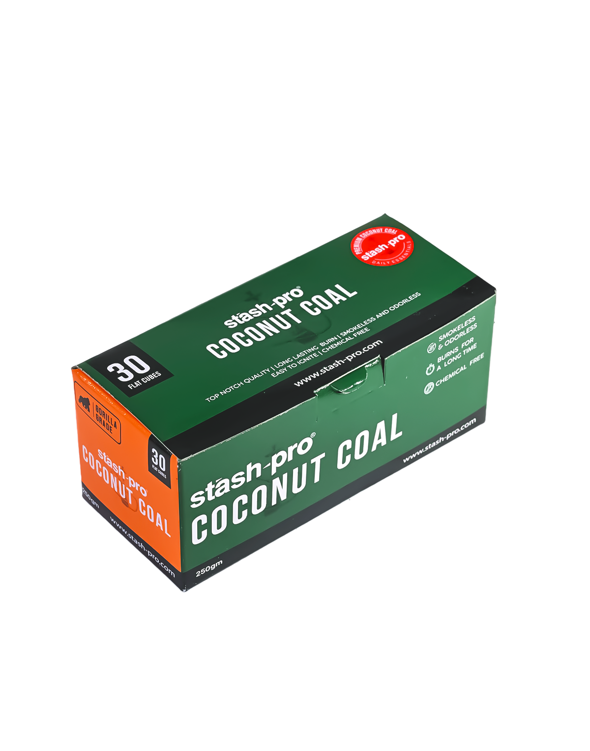 stash-pro coconut coal 30 cubes pack front view