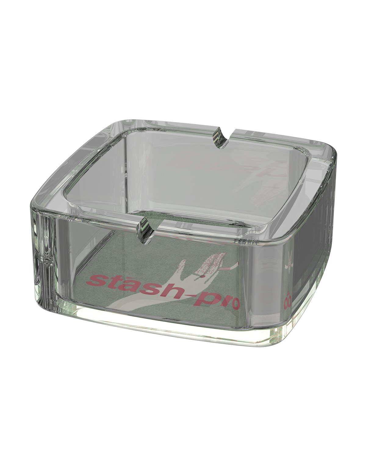 stash-pro Square Glass Ashtray - Lady Hand