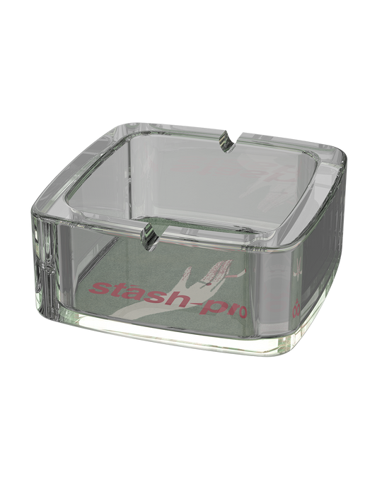 stash-pro Square Glass Ashtray - Lady Hand