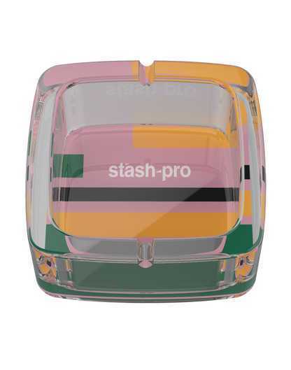 stash-pro Glass Ashtray - Pink Stripes