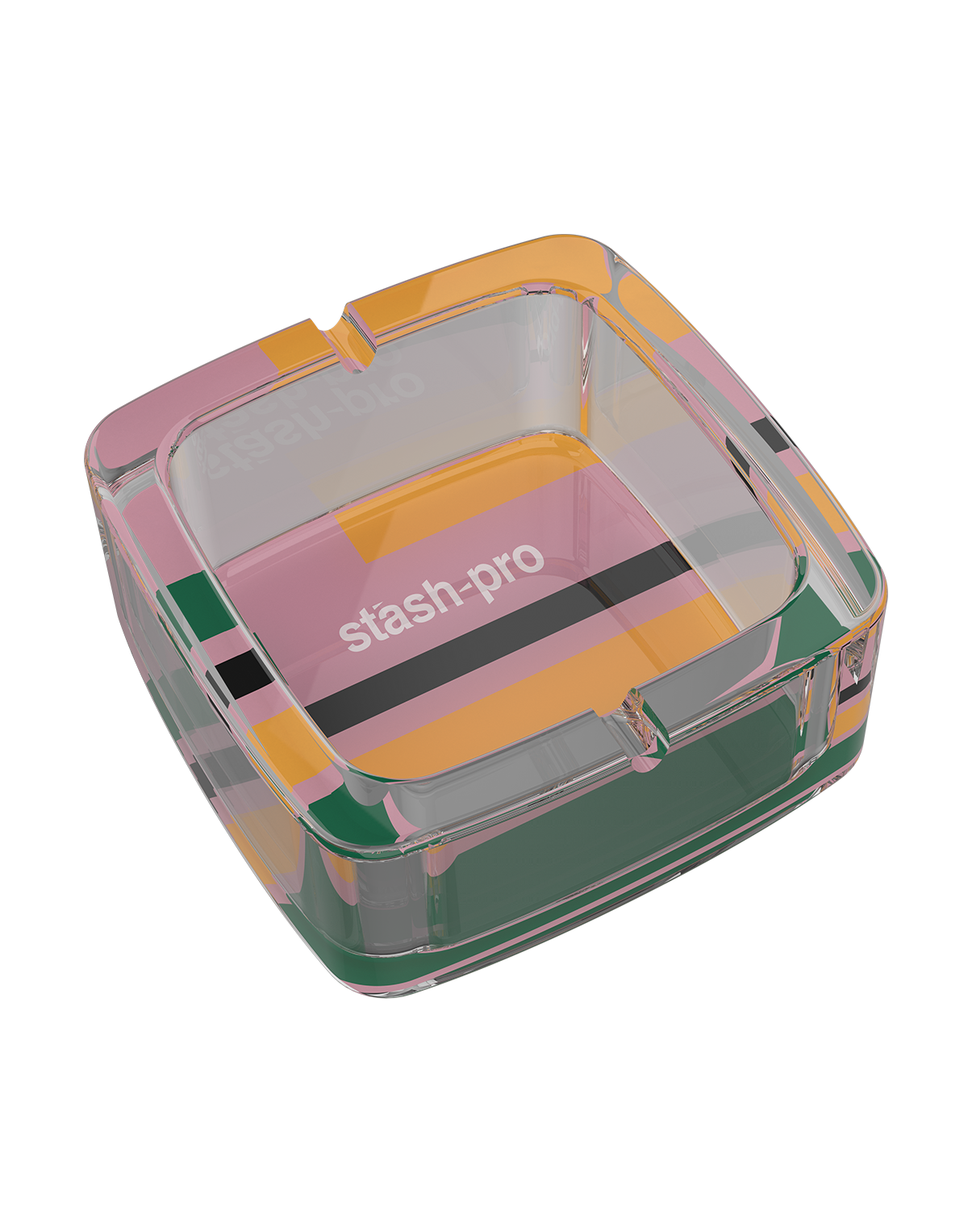 stash-pro Glass Ashtray - Pink Stripes