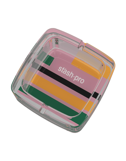 stash-pro Glass Ashtray - Pink Stripes