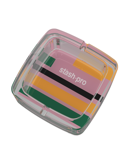 stash-pro Glass Ashtray - Pink Stripes