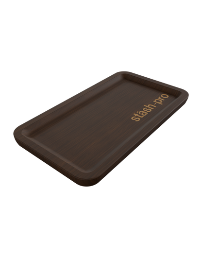 stash-pro Wooden Rolling Tray - Dark Brown