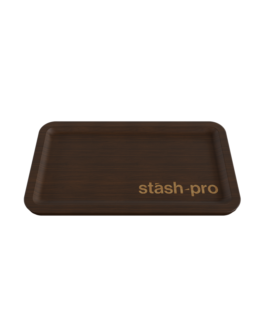 stash-pro Wooden Rolling Tray - Dark Brown