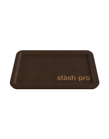 stash-pro Wooden Rolling Tray - Dark Brown