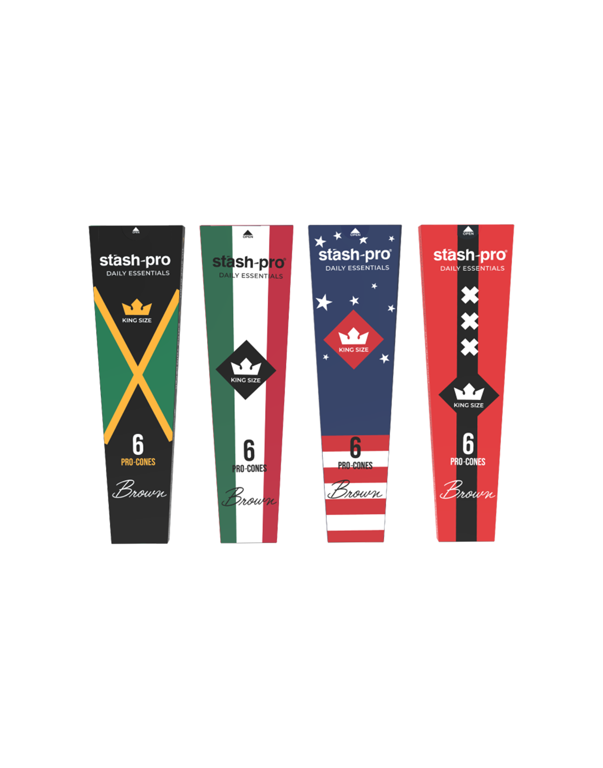 stash-pro Brown Pre-Rolled Cones – Pack of 6 (King Size) | Stash Pro Ready-to-Fill Cones