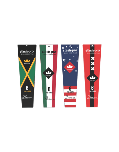 stash-pro Brown Pre-Rolled Cones – Pack of 6 (King Size) | Stash Pro Ready-to-Fill Cones