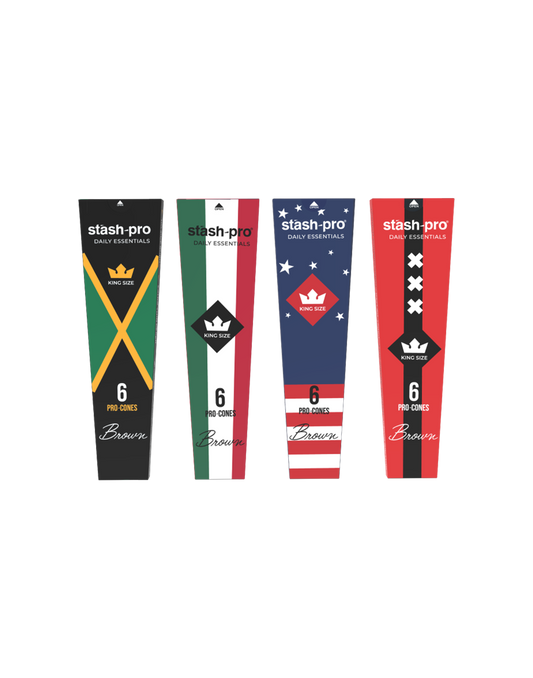 stash-pro Brown Pre-Rolled Cones – Pack of 6 (King Size) | Stash Pro Ready-to-Fill Cones