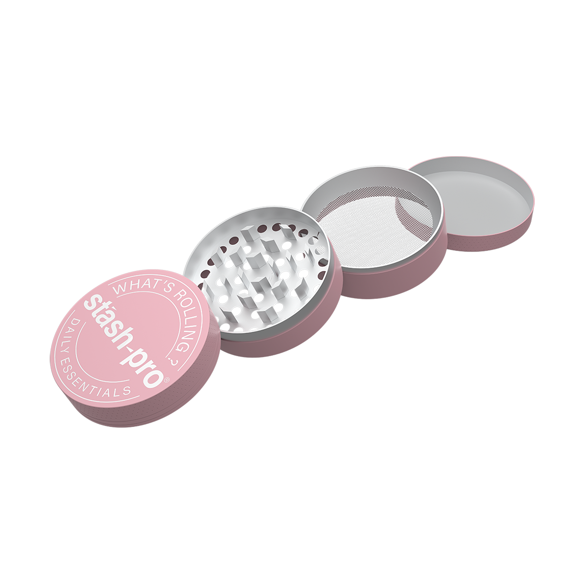 stash-pro Pink Glow in the Dark Herb Grinder – Large | 4-Piece