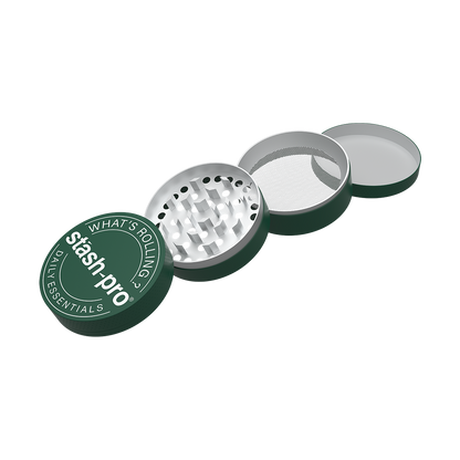 stash-pro Dark Green Glow in the Dark Herb Grinder – Large | 4-Piece
