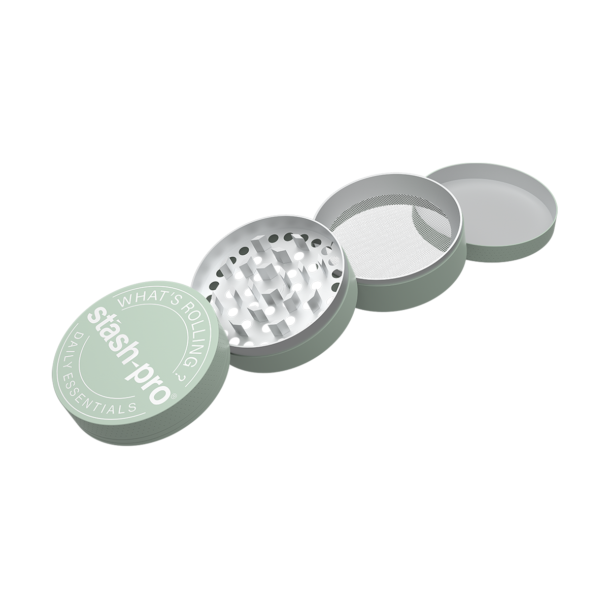 stash-pro Light Green Glow in the Dark Herb Grinder – Large | 4-Piece