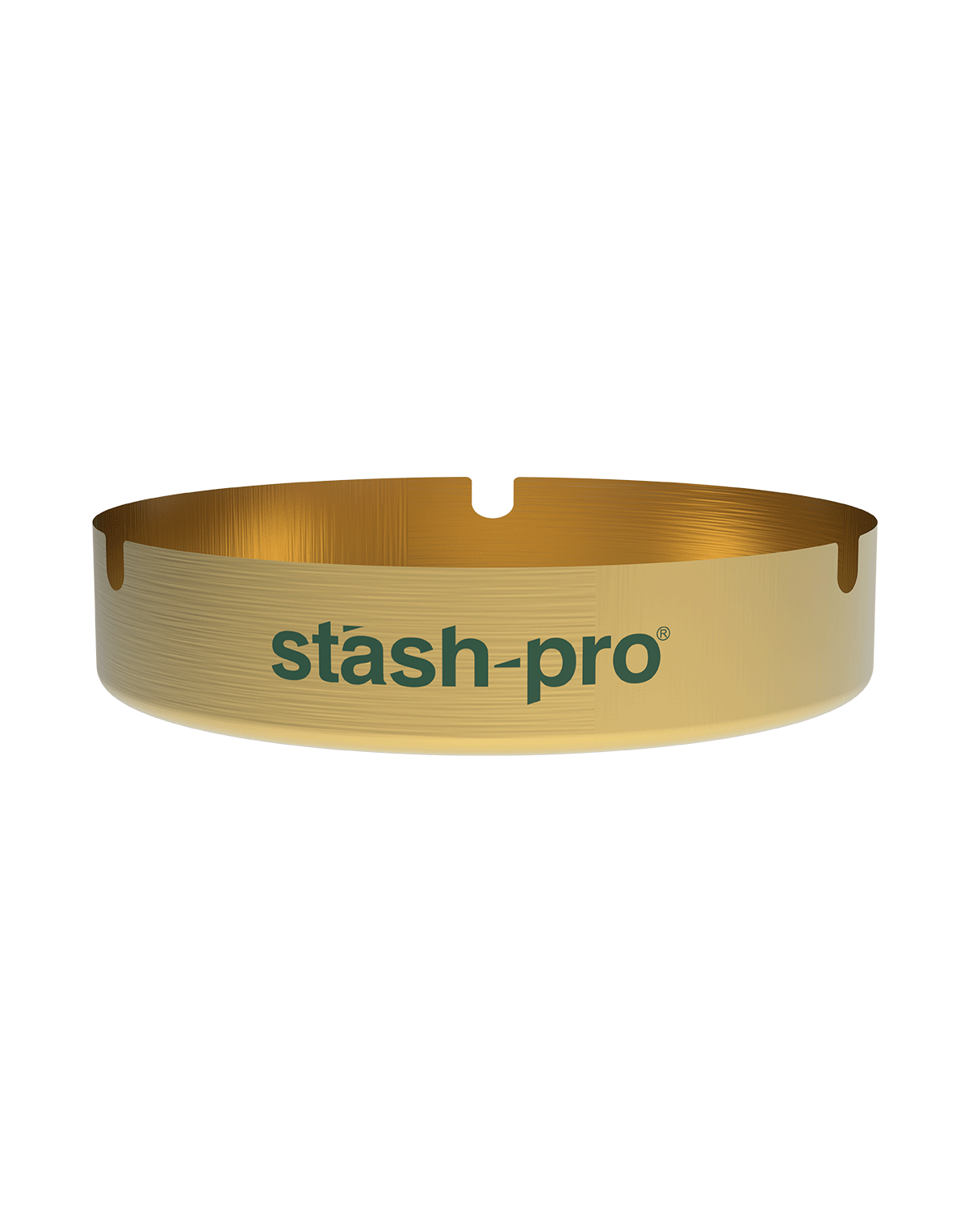 stash-pro metal ashtray Gold color angled view