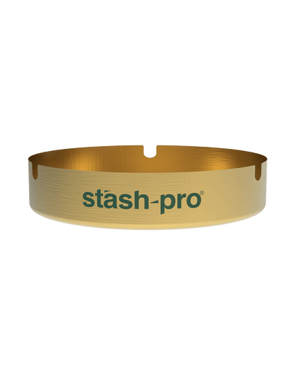 stash-pro metal ashtray Gold color angled view