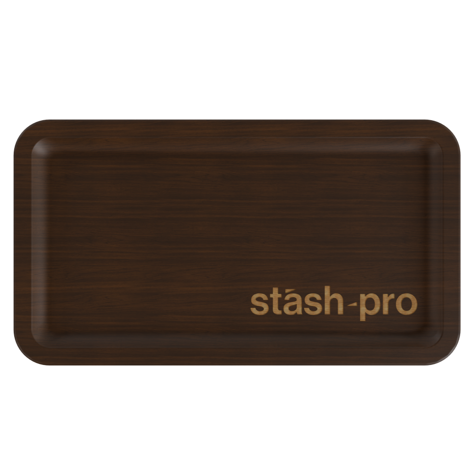 stash-pro Wooden Rolling Tray - Dark Brown
