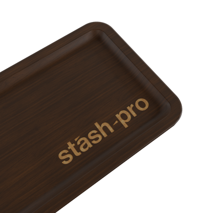 stash-pro Wooden Rolling Tray - Dark Brown