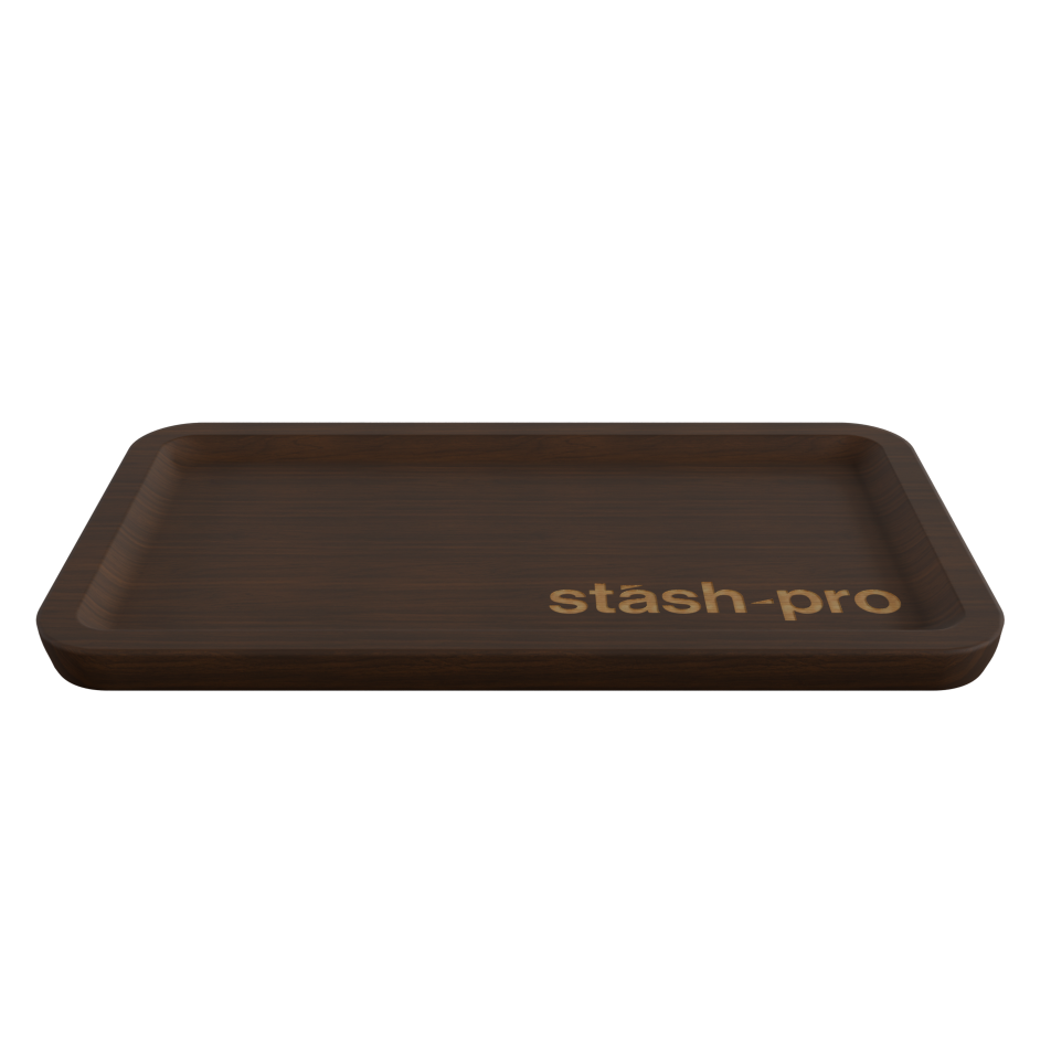stash-pro Wooden Rolling Tray - Dark Brown