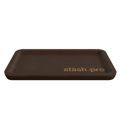stash-pro Wooden Rolling Tray - Dark Brown