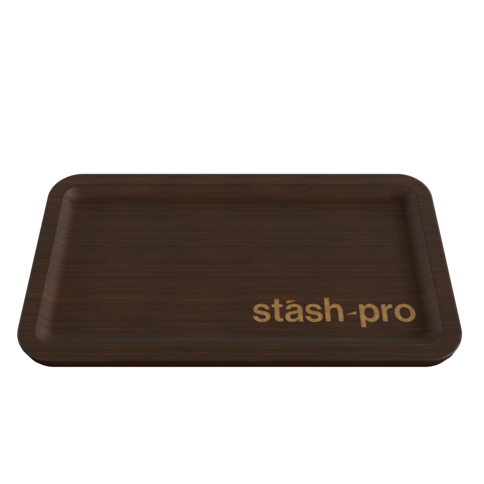 stash-pro Wooden Rolling Tray - Dark Brown