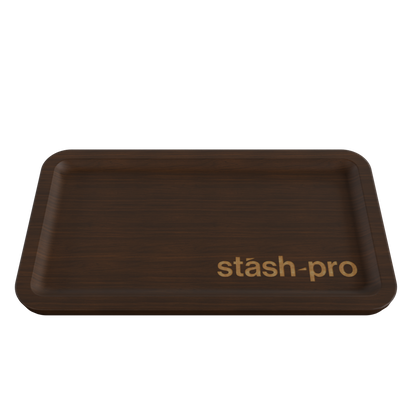 stash-pro Wooden Rolling Tray - Dark Brown