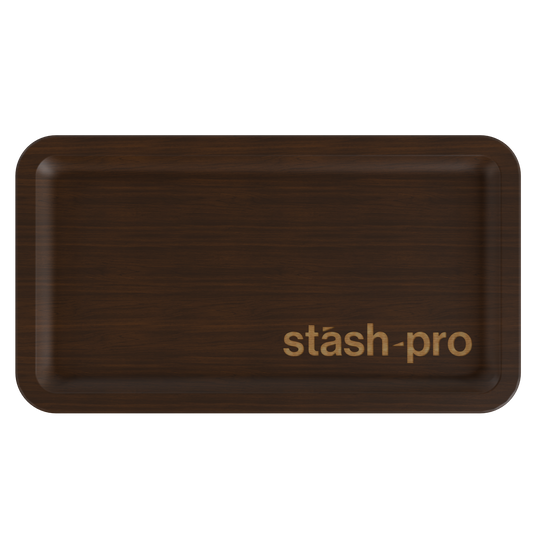 Stash Pro Wooden Rolling Tray - Dark Brown