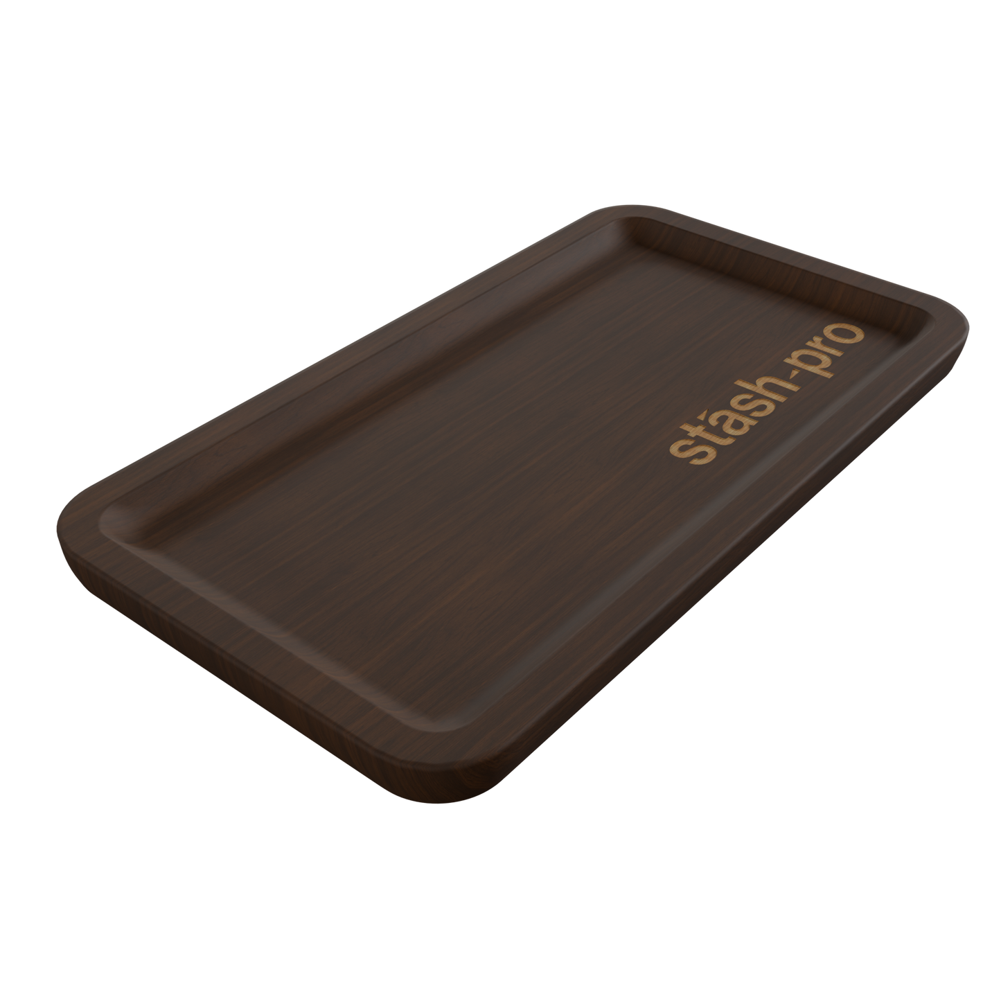 Stash Pro Wooden Rolling Tray - Dark Brown