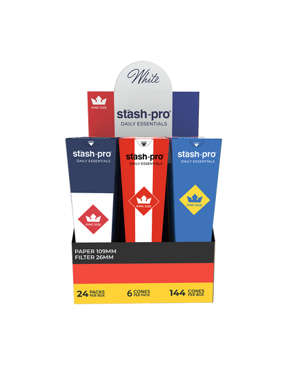 stash-pro White Pre-Rolled Cones – Pack of 6 (King Size) | Ready to Fill & Blaze