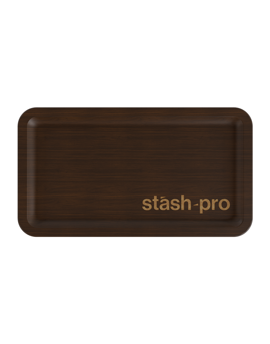 stash-pro Wooden Rolling Tray - Dark Brown